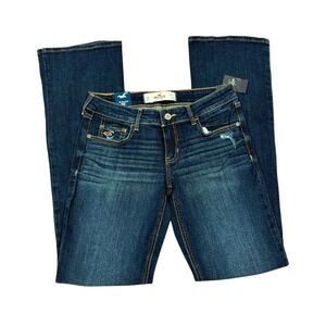 NWT Hollister Low Rise Bootcut Jeans Women 5R W27 Dark Wash Distressed Denim Y2K